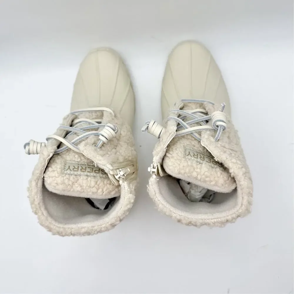 Sperry Womens Saltwater Ankle Booties US 7 EU 37.5 White Sherpa NIB